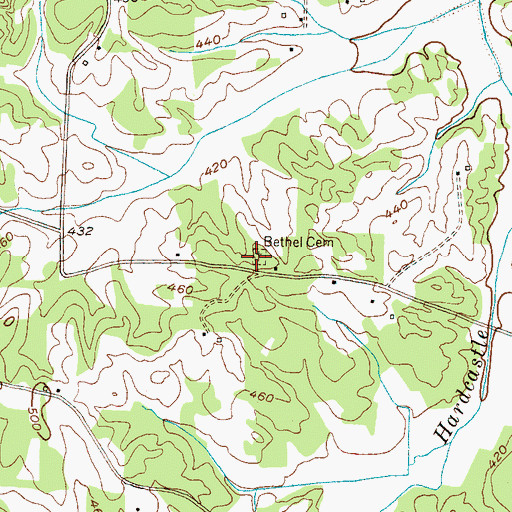 Topographic Map of Bethel Cemetery, TN
