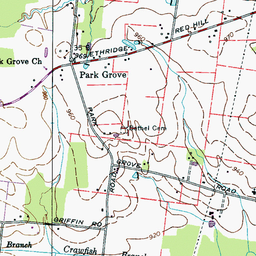 Topographic Map of Bethel Cemetery, TN