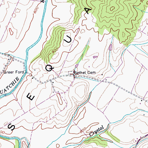 Topographic Map of Bethel Cemetery, TN
