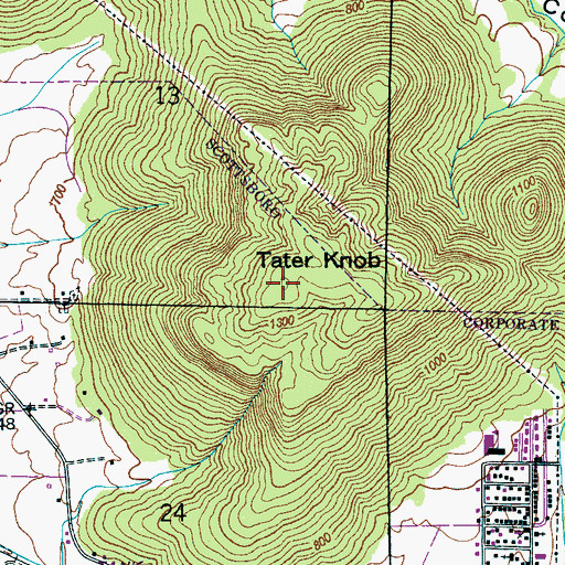 Topographic Map of Tater Knob, AL