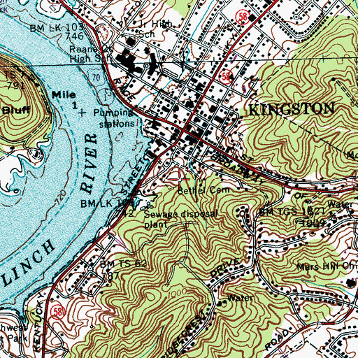 Topographic Map of Bethel Cemetery, TN