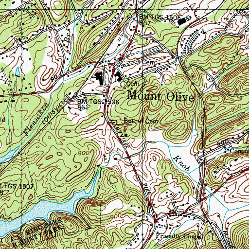 Topographic Map of Bethel Cemetery, TN