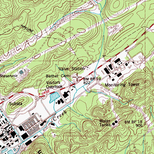 Topographic Map of Bethel Cemetery, TN