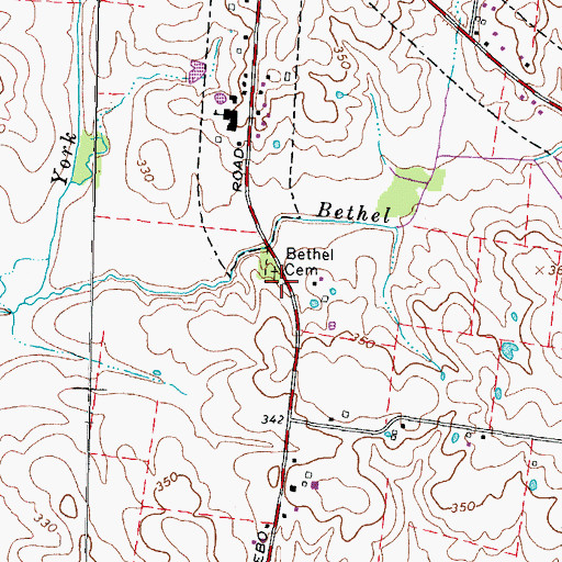 Topographic Map of Bethel Cemetery, TN