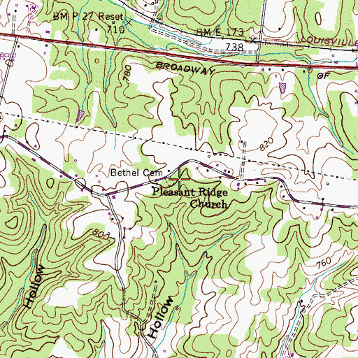 Topographic Map of Bethel Cemetery, TN