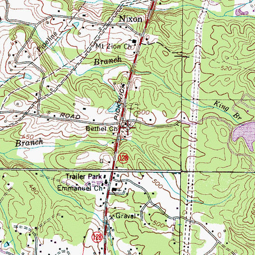 Topographic Map of Bethel Church, TN