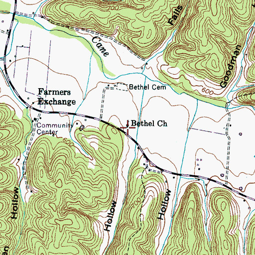 Topographic Map of Bethel Church, TN