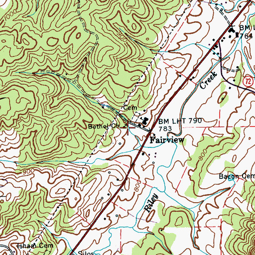 Topographic Map of Bethel Church, TN