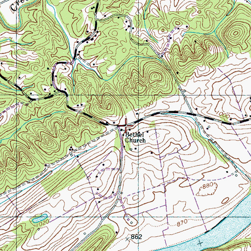 Topographic Map of Bethel Church, TN