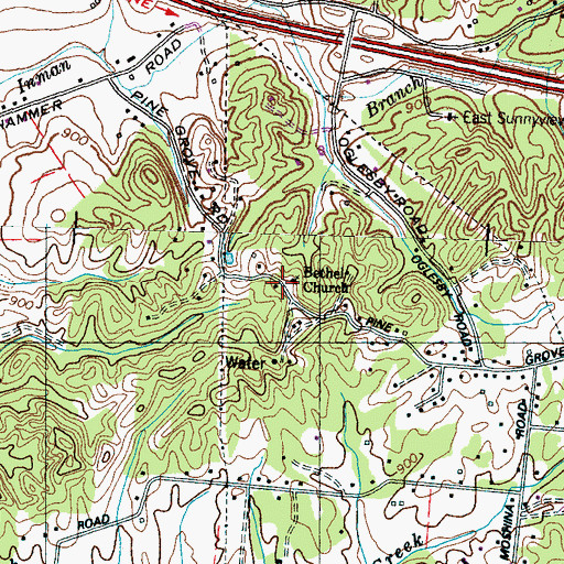 Topographic Map of Bethel Church, TN