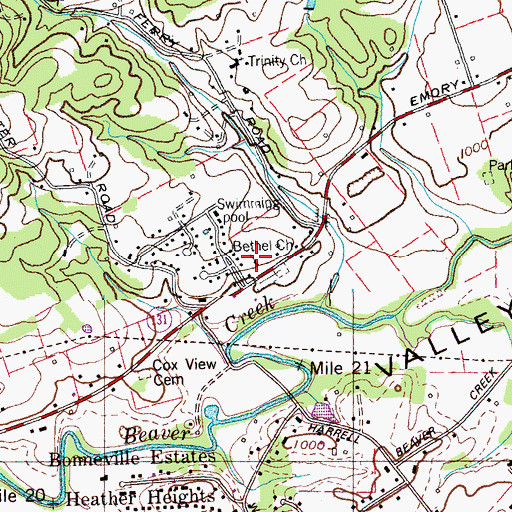 Topographic Map of Bethel Church, TN