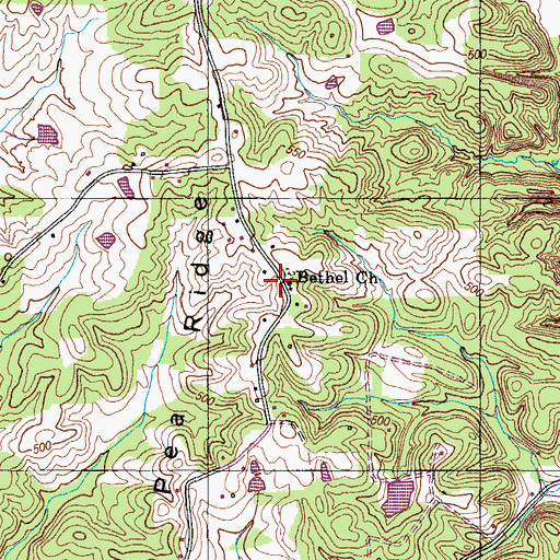 Topographic Map of Bethel Church, TN