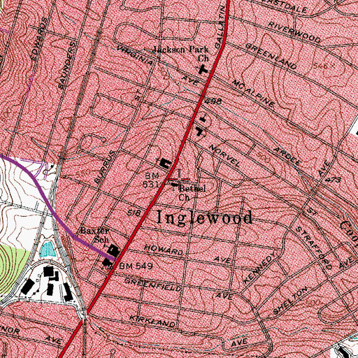 Topographic Map of Bethel Church, TN