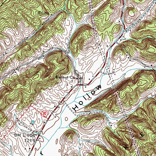 Topographic Map of Bethel Church, TN