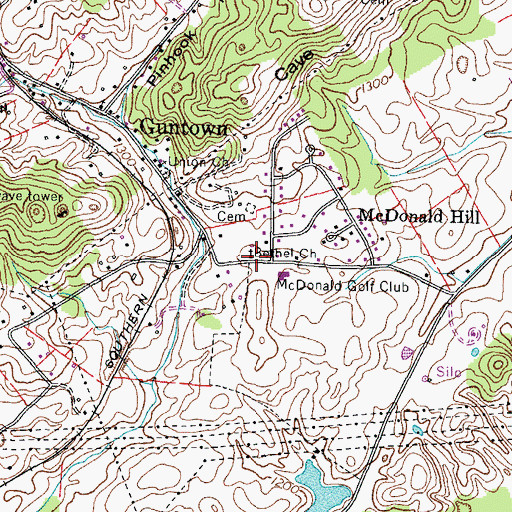 Topographic Map of Bethel Church, TN