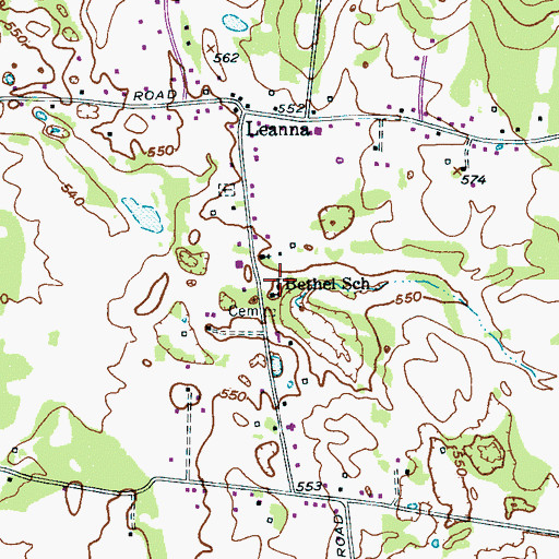 Topographic Map of Bethel School, TN