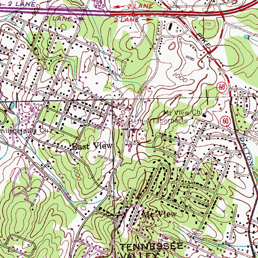 Topographic Map of Bethel Tabernacle, TN