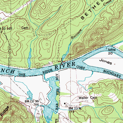 Topographic Map of Bethel Valley, TN