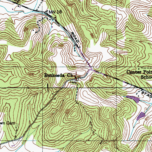 Topographic Map of Bethesda Church, TN