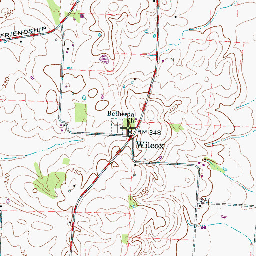 Topographic Map of Bethesda Church, TN