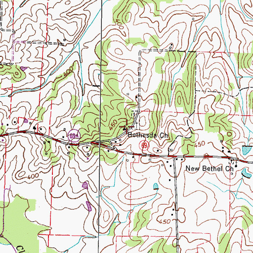 Topographic Map of Bethesda Church, TN