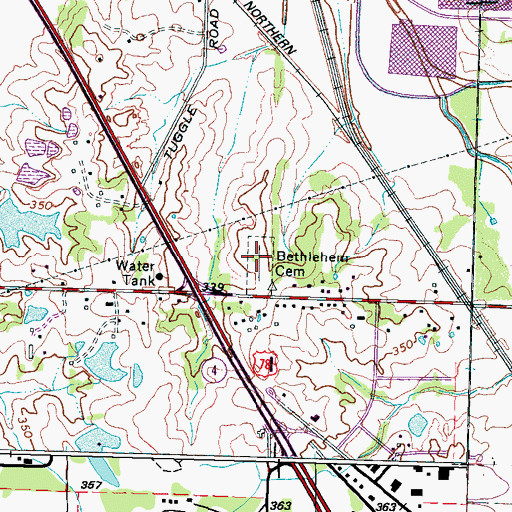 Topographic Map of Bethlehem Cemetery, TN