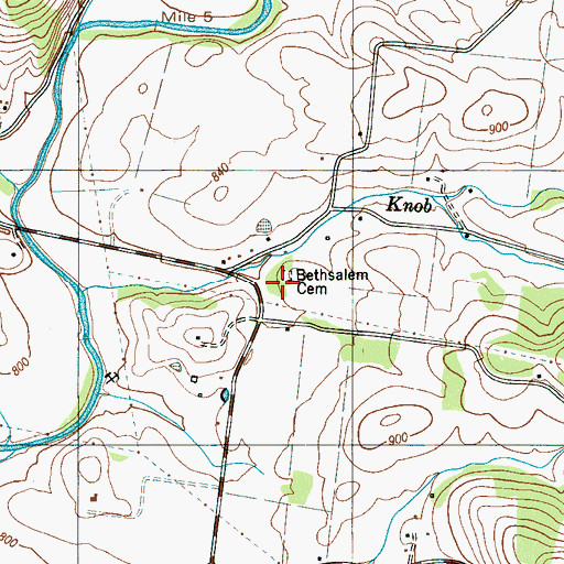 Topographic Map of Bethlehem Cemetery, TN
