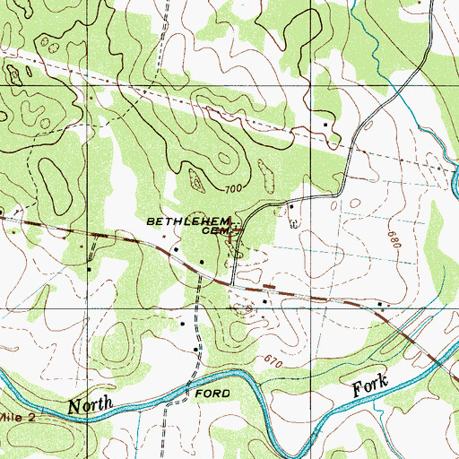 Topographic Map of Bethlehem Cemetery, TN