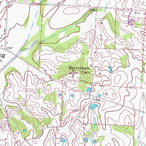 Topographic Map of Bethlehem Cemetery, TN