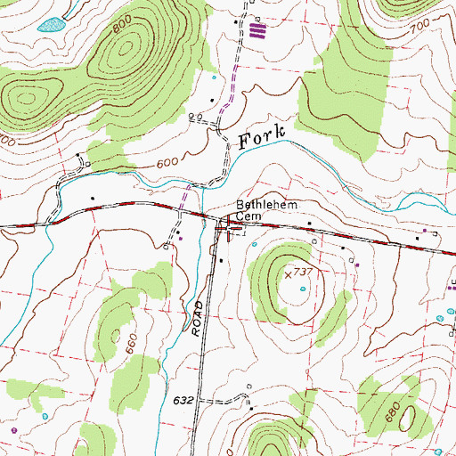 Topographic Map of Bethlehem Cemetery, TN