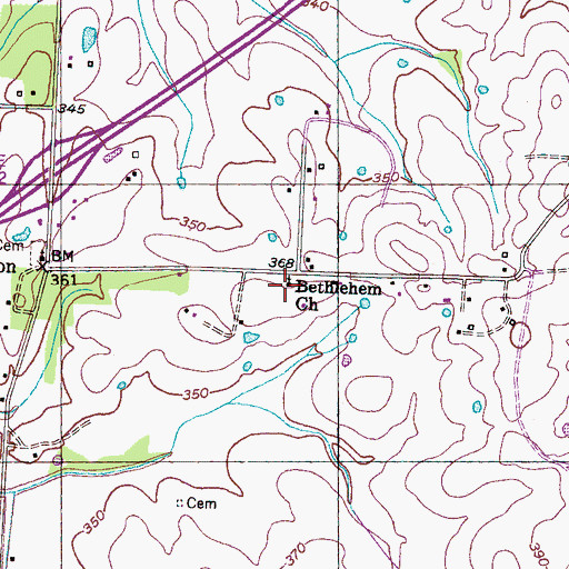 Topographic Map of Bethlehem Church, TN