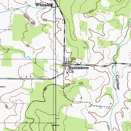 Topographic Map of Bethlehem Church, TN