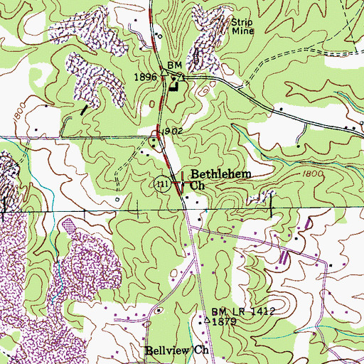 Topographic Map of Bethlehem Church, TN