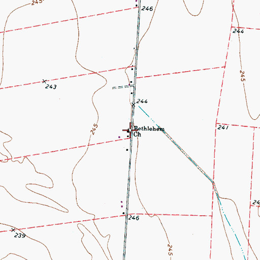 Topographic Map of Bethlehem Church, TN