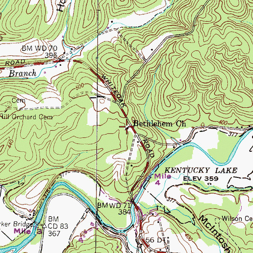 Topographic Map of Bethlehem Church, TN