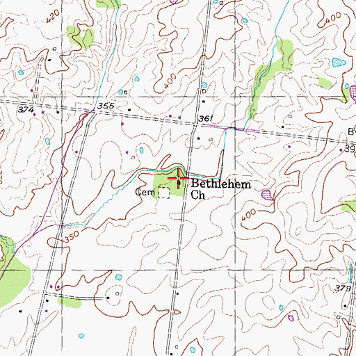 Topographic Map of Bethlehem Church, TN