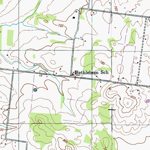 Topographic Map of Bethlehem School, TN