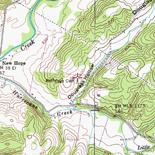 Topographic Map of Bethpage Cemetery, TN