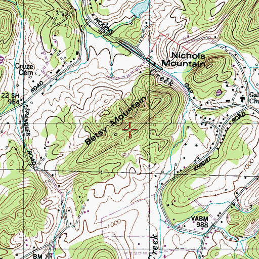 Topographic Map of Betsy Mountain, TN