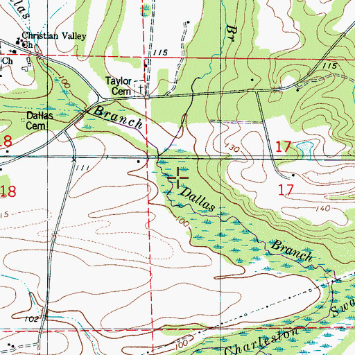 Topographic Map of Taylor Branch, AL