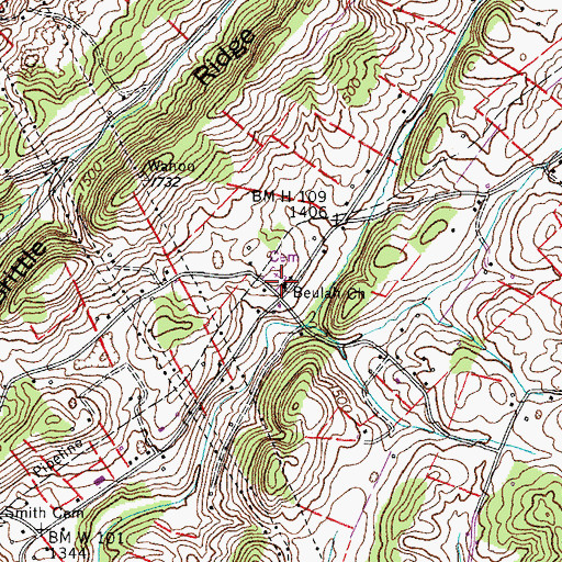Topographic Map of Beulah Baptist Church, TN