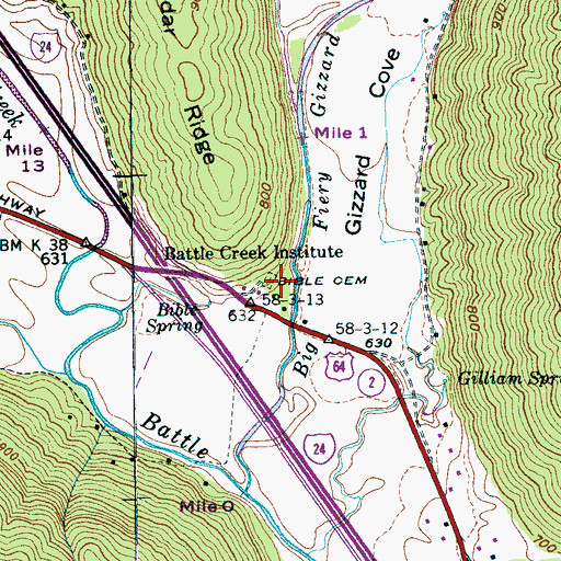 Topographic Map of Bible Cemetery, TN