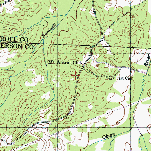 Topographic Map of Bible Hill Church, TN