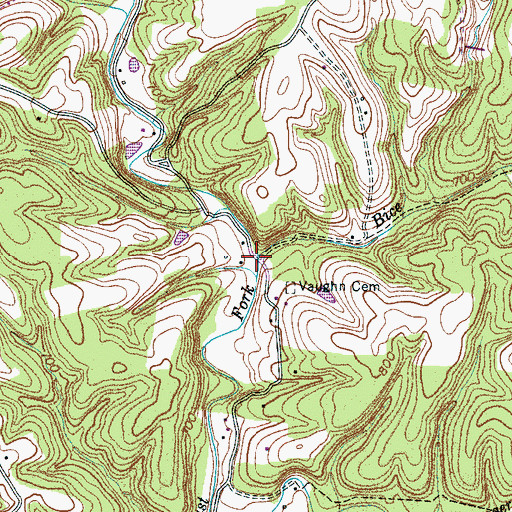 Topographic Map of Bice Creek, TN