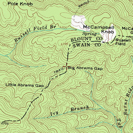 Topographic Map of Big Abrams Gap, TN