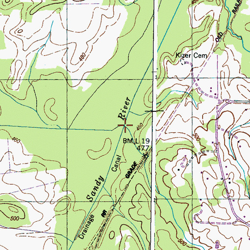 Topographic Map of Big Beaver Creek, TN
