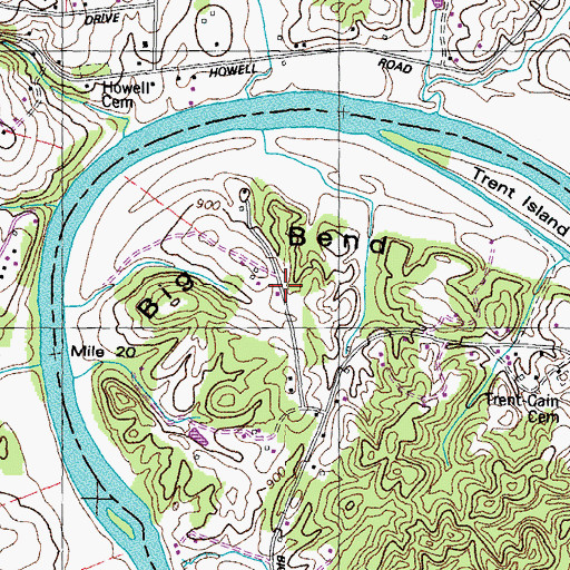 Topographic Map of Big Bend, TN