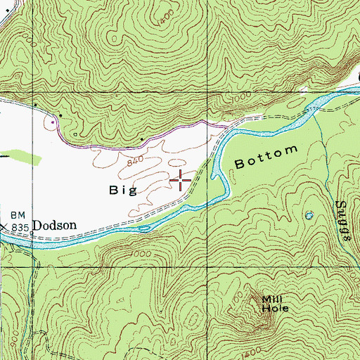 Topographic Map of Big Bottom, TN