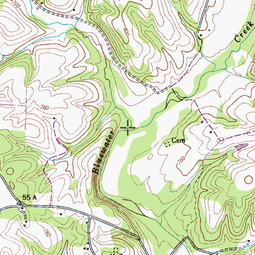 Topographic Map of Big Branch, TN