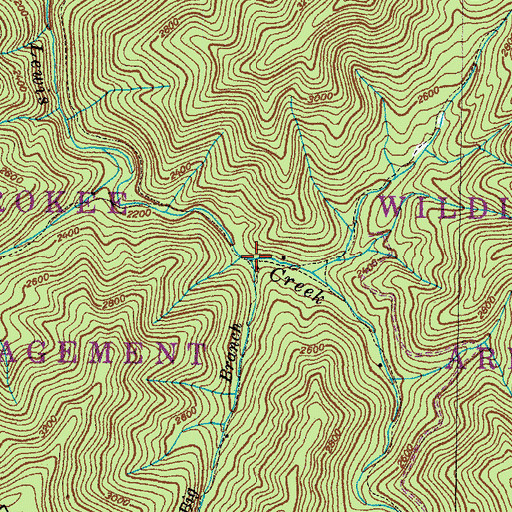 Topographic Map of Big Branch, TN